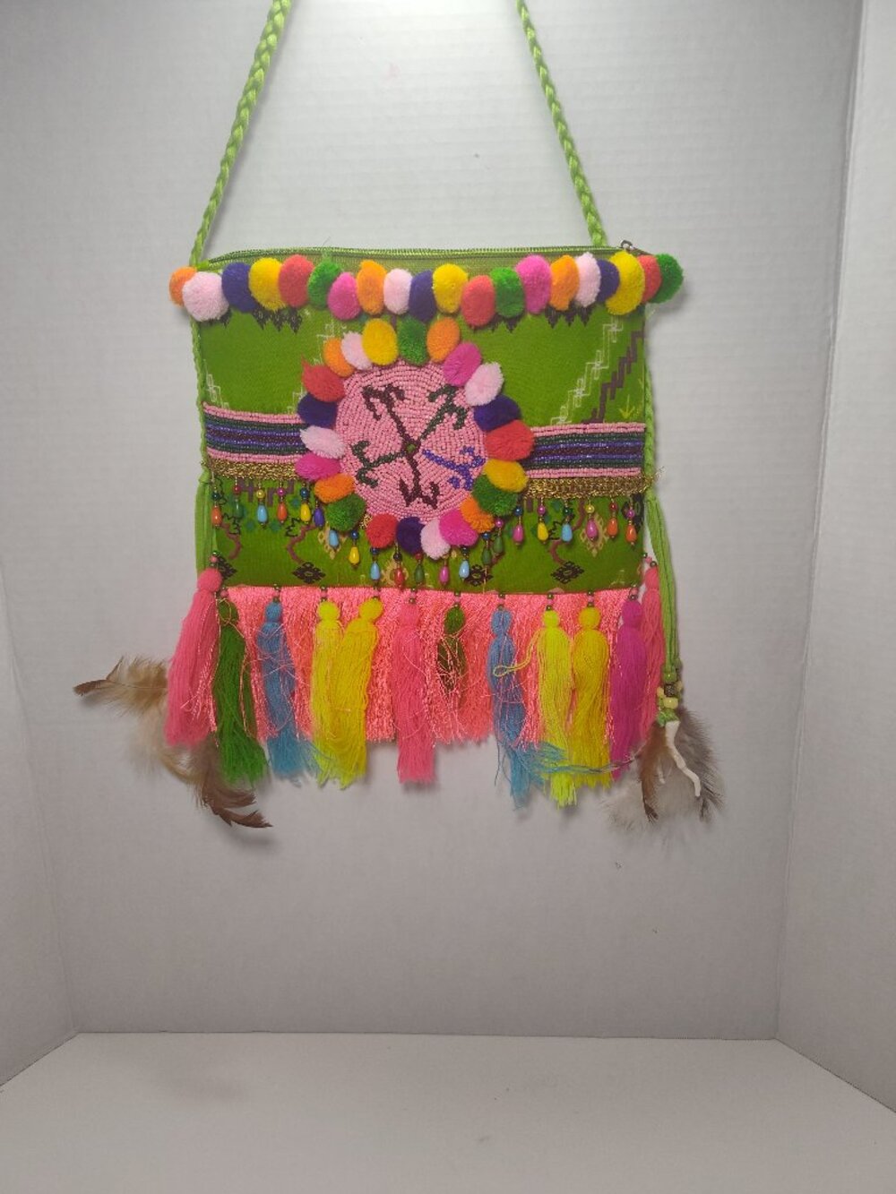 Amlica Santoria by Giacomo Cinque Italian Beaded Tassel Feather Crossbody